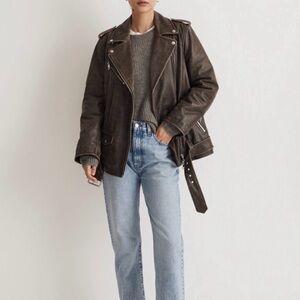 Madewell Distressed Leather Oversized Motorcycle Jacket